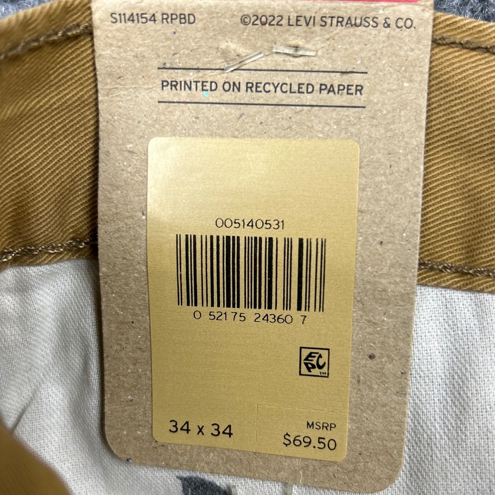 Levi's 514 Straight Pants Mens 34x34 Tan Khaki Cotton Twill Casual Workwear NWT - Picture 3 of 12